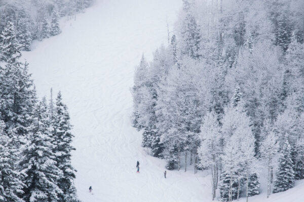 Skiing at Deer Valley, Utah, near Salt Lake City during winter.