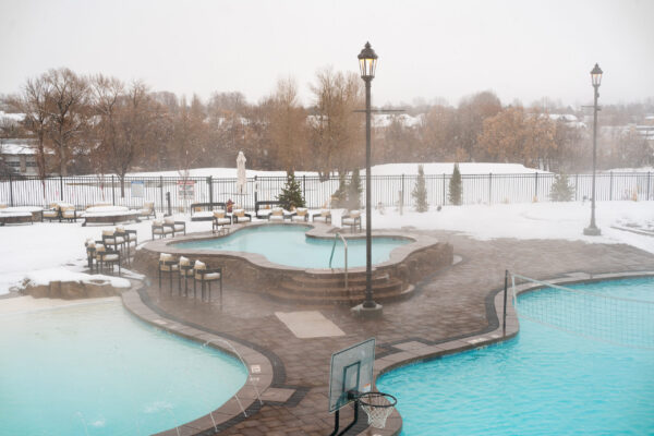 Homestead Heated Pools in the snow